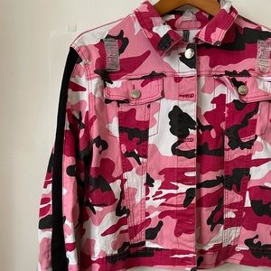 American BAZI Pink camo jean jacket 1XL